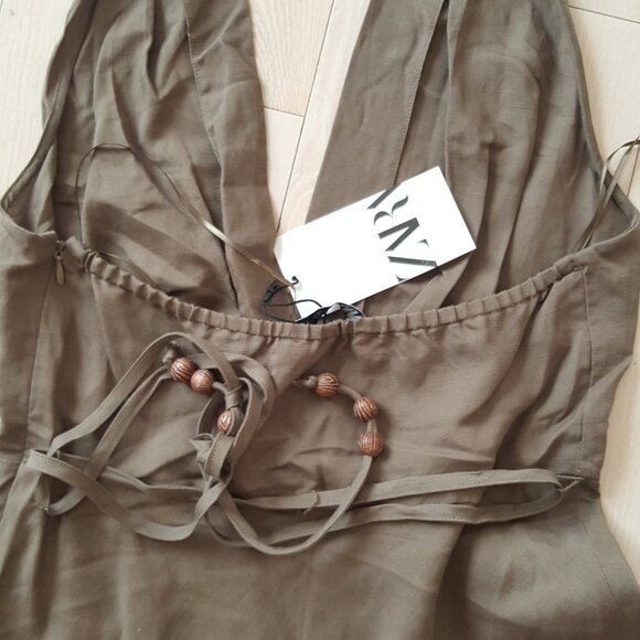 ZARA ! Linen blend halter neck midi dress  ( M) - Picture 5 of 9